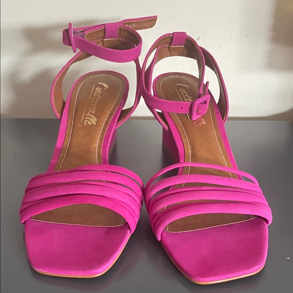 L'INTERVALLE Pink Leather Block Heel Sandals - Picture 2 of 7